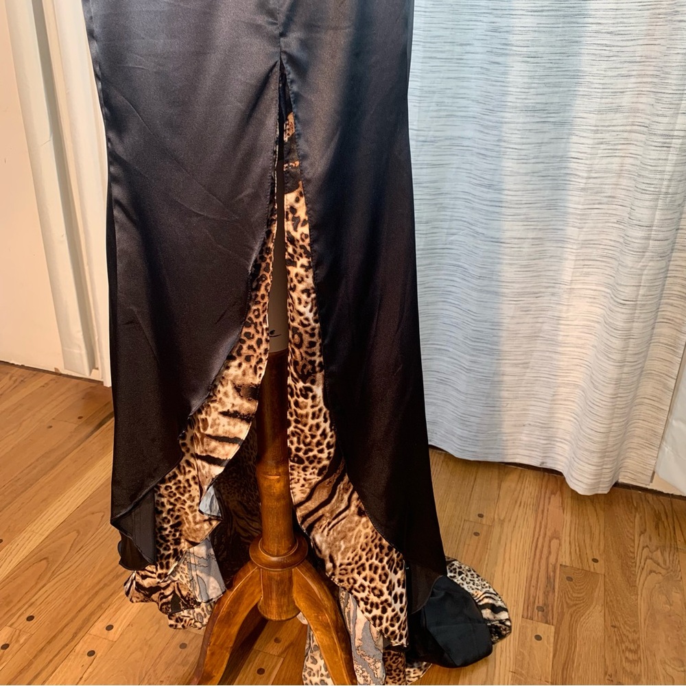 Alyce Designs Black and Brown with Leopard Print Asymmetrical Dress - Picture 8 of 15